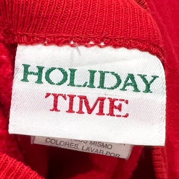 Vintage Holiday Time Christmas Bear Stockings 1980s Ugly Sweater Sweatshirt - Picture 7 of 8